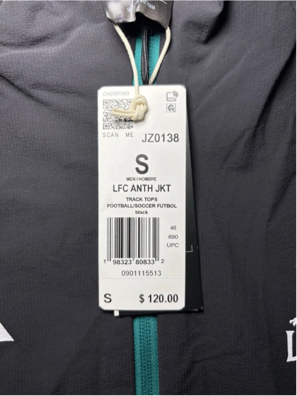 Adidas Liverpool FC Anthem Track Jacket JZ0138 Men's S Black Teal Pink White NWT